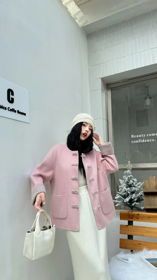 五儿（东方风韵）903#精工女士新中式短款外套100%绵羊毛双色落肩袖