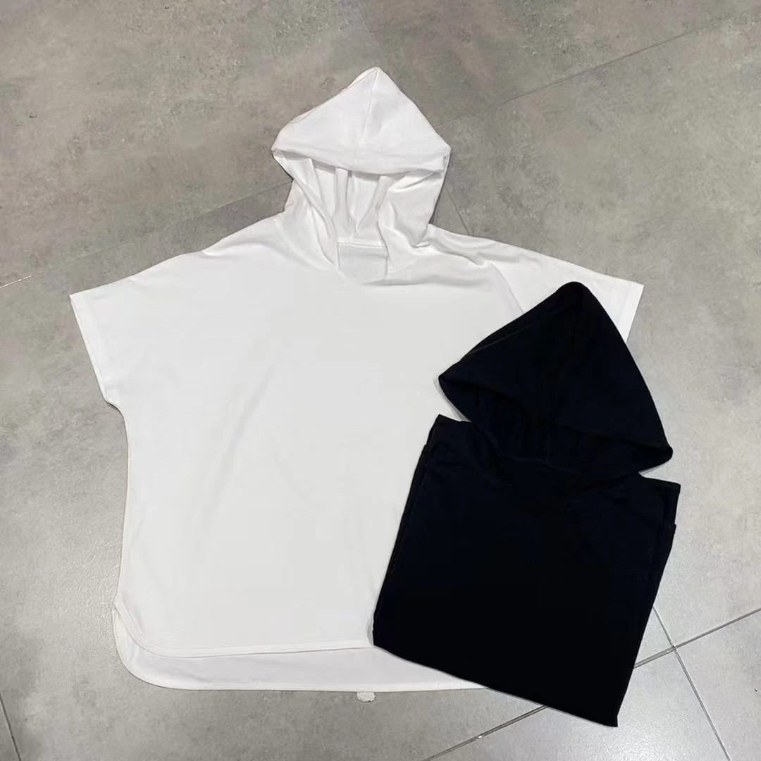 2025年夏季新款连帽短袖T恤女时尚百搭宽松纯色休闲显瘦半袖上衣