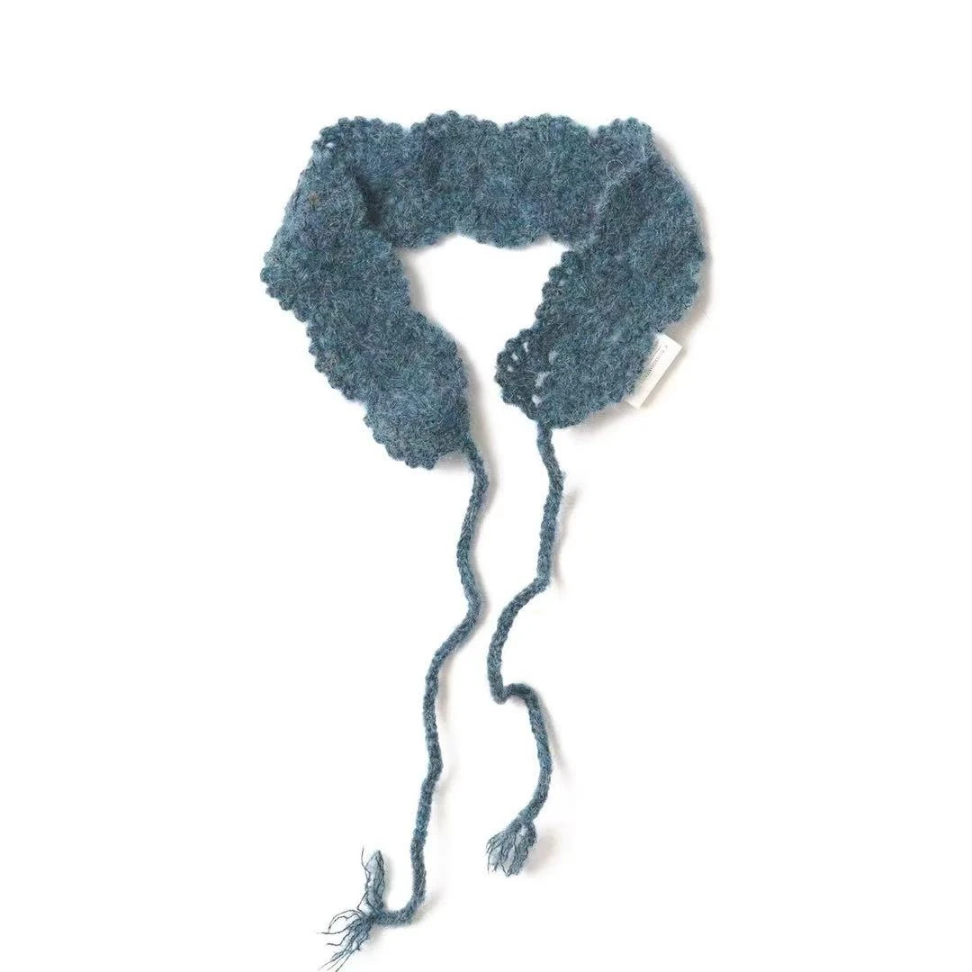 涟香家左岸迷香针织头套7222多色系带假领子围脖