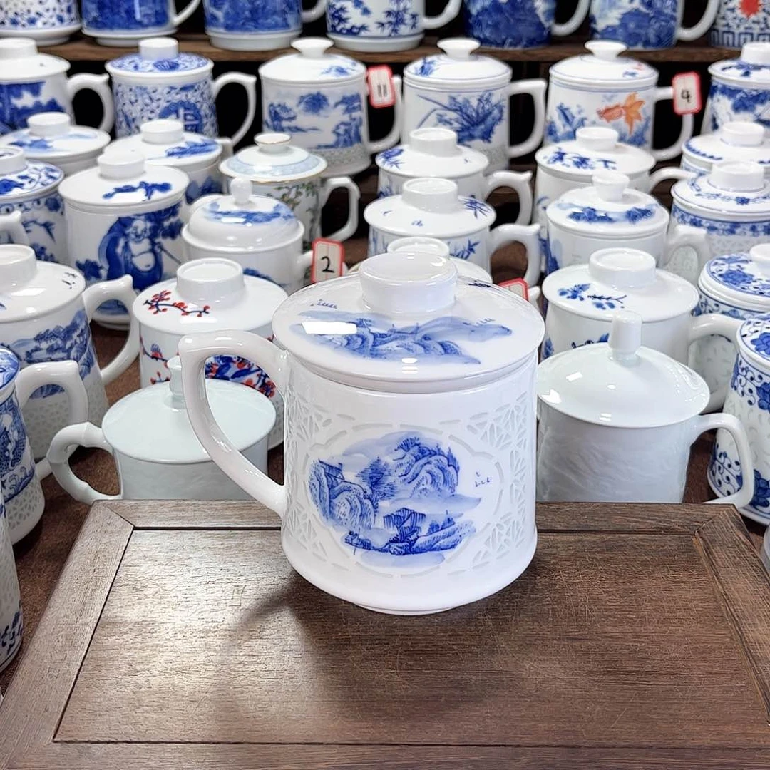 开***贝摆件景德镇陶瓷马克杯