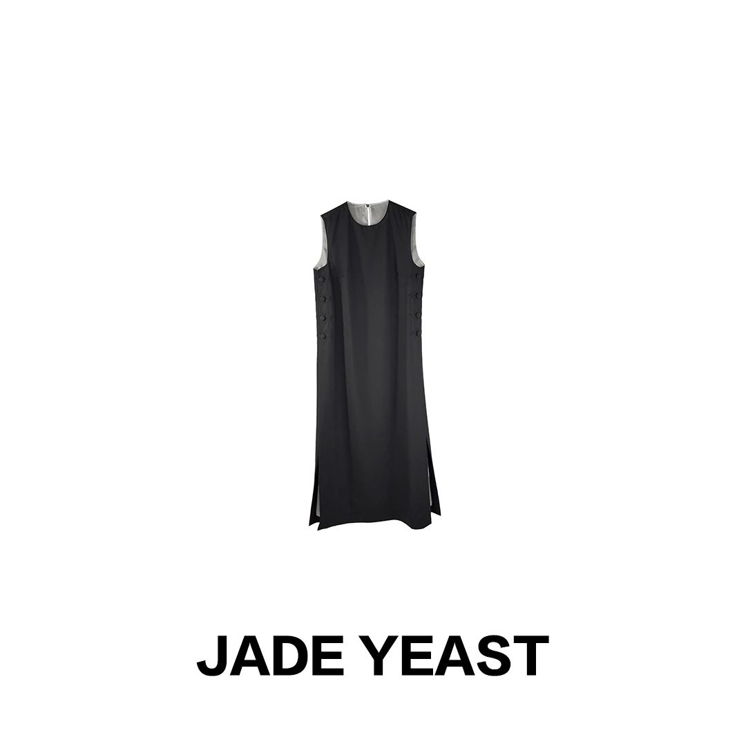 JADE YEAST|中式【绵羊毛/桑蚕丝】丝柔顺滑无袖连衣裙长袍-24052