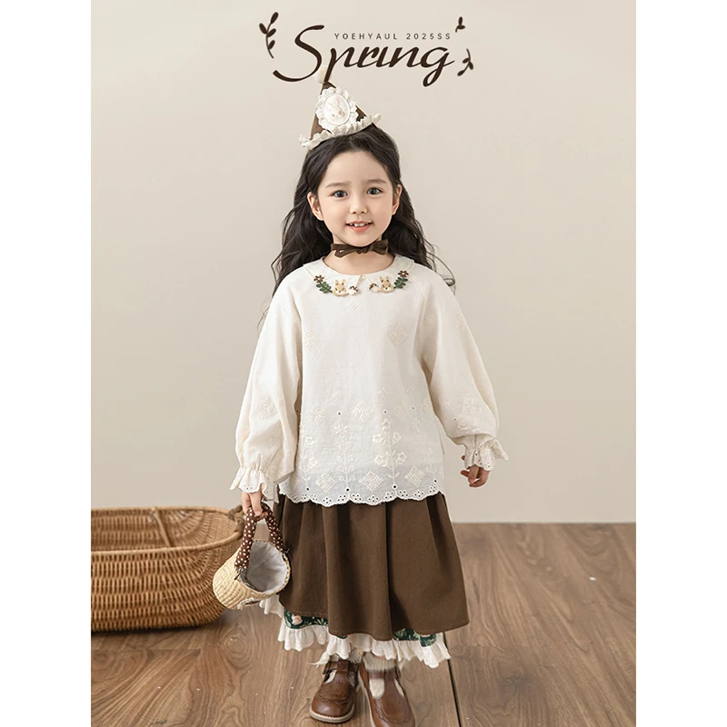 YOEHYAUL/幼悠幼悠【清新森系】春贰波春秋女童洋气国风半裙潮C3142