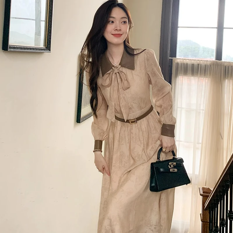 【送腰带】【有里布】2025新款气质高级感收腰显瘦腰带连衣裙女D0600