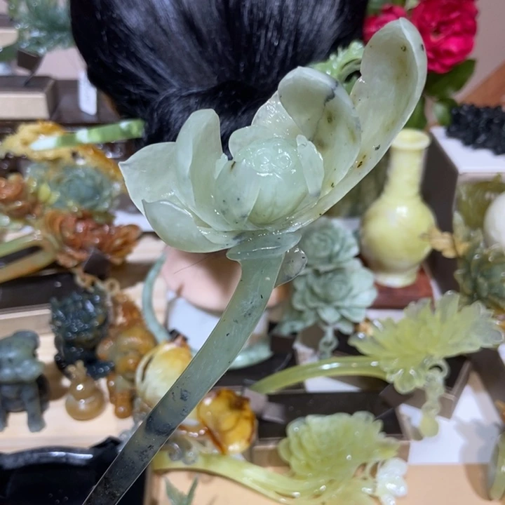 蛇纹石玉未镶嵌发饰