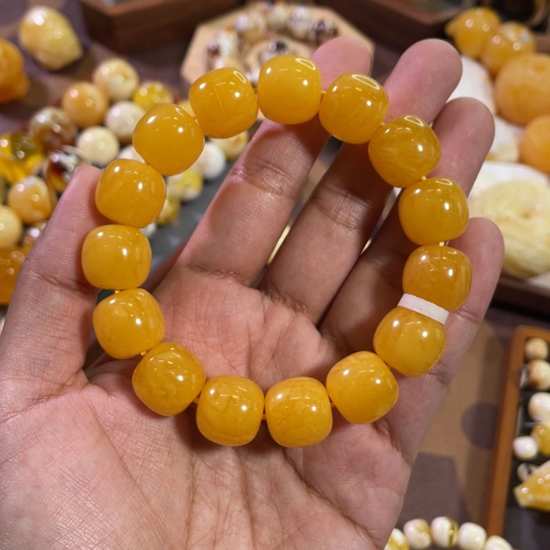 琥珀未镶嵌裸石15mm 焦皮鸡油红白花同料老型单圈DH041