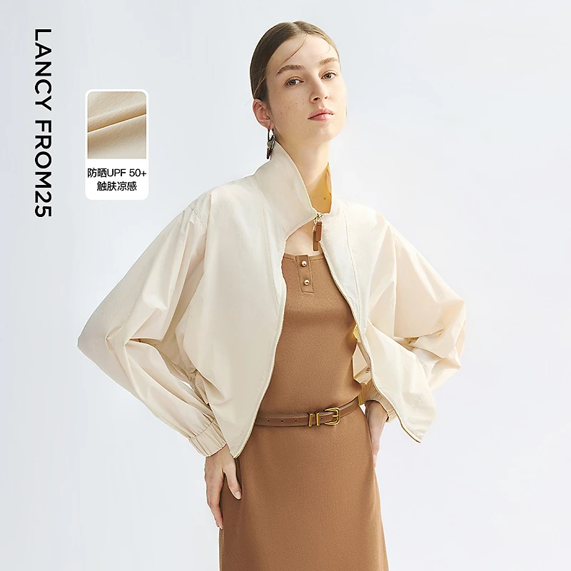 【防晒凉感】朗姿立领蝙蝠袖时尚气质防晒夹克外套2025年夏季新款