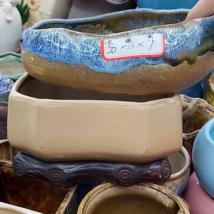 多肉绿植陶瓷花盆9.9包邮，有孔