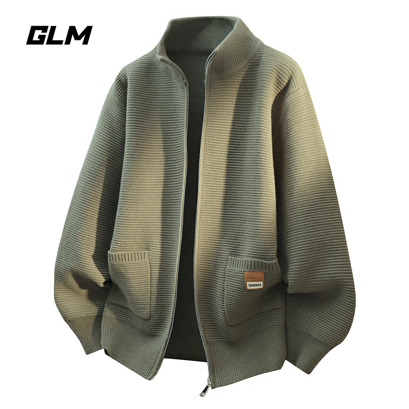 GLM男士秋冬季新款立领针织衫开衫外套男加厚保暖韩版拉链毛衣