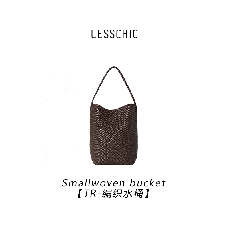 LESSCHIC【TR-Woven N/S编织水桶】进口鬼头标原厂羊皮水桶单肩包