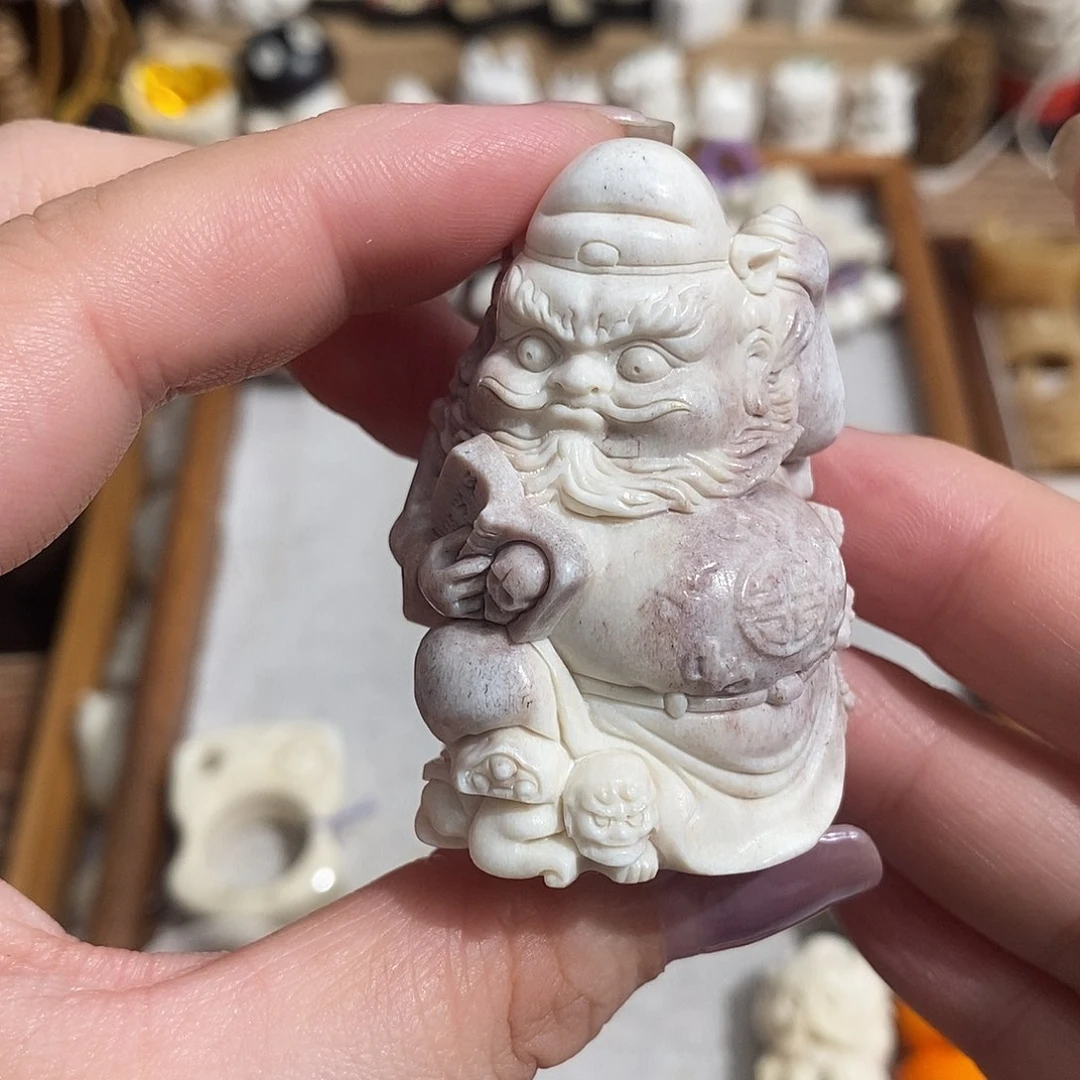 鹿骨把件M40威武钟馗鹿角