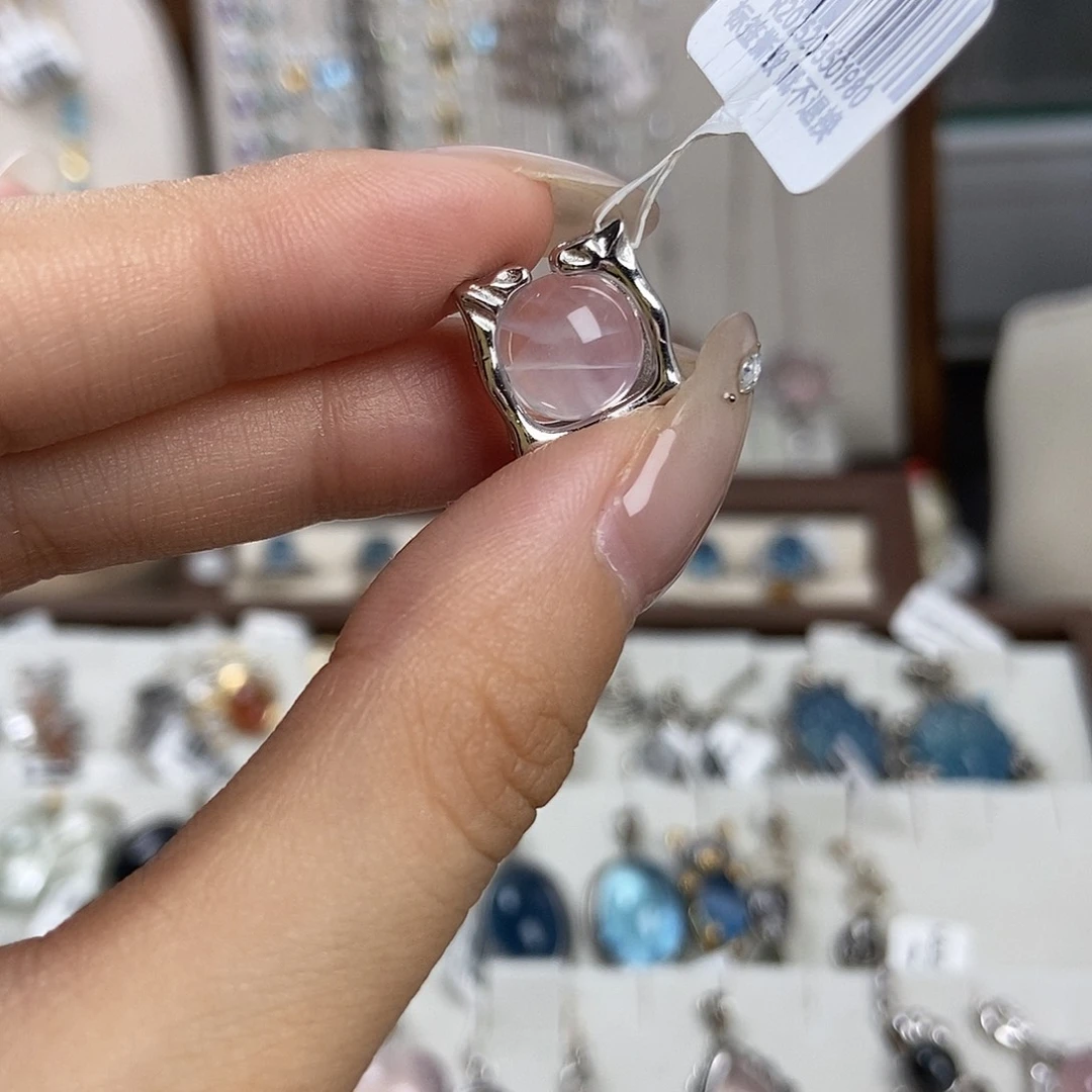 *****水晶戒指银S925镶嵌蓝针吊坠