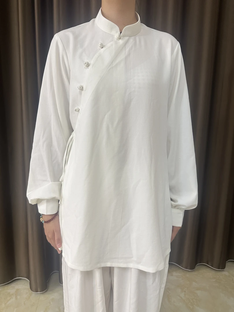 陈家沟新款太极服高端弹力麻桑蚕丝斜襟款上衣中式练功长袖服装