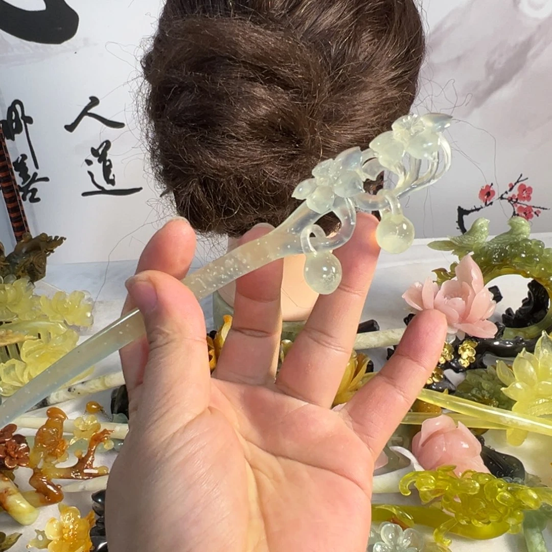 定制蛇纹石玉毛货发饰