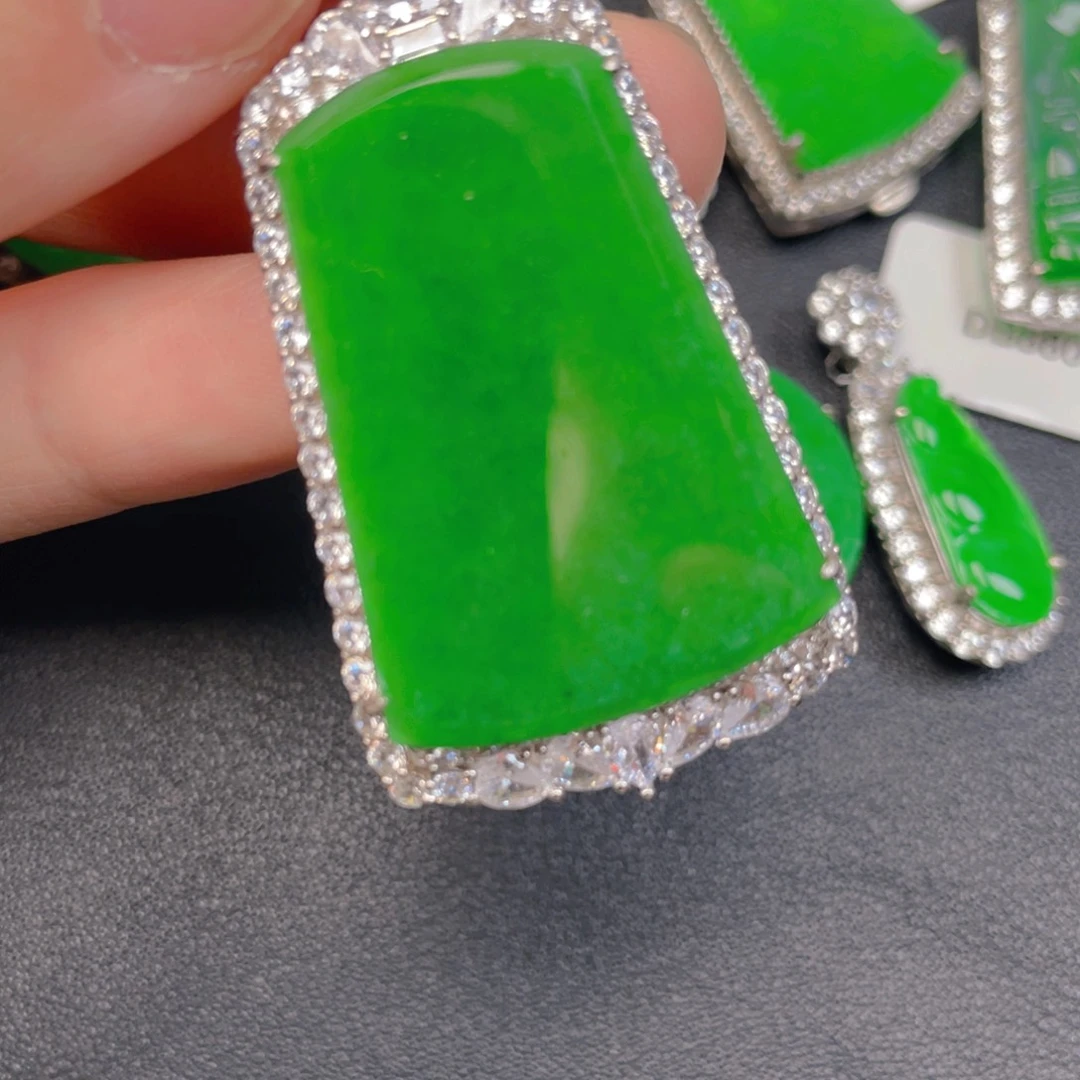 翡翠银S925镶嵌吊坠(不含链)