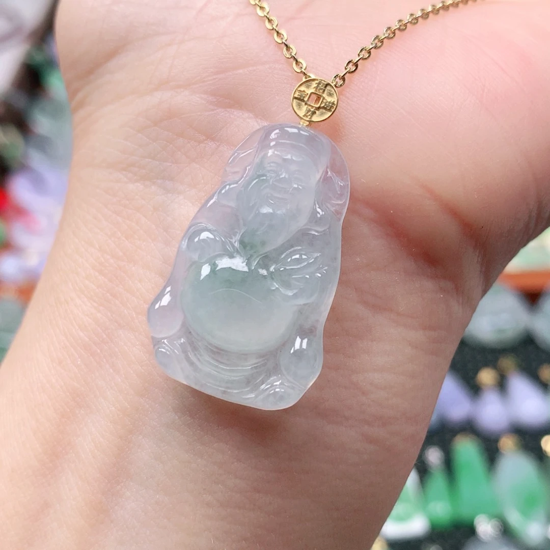 吊坠(不含链)18K金镶嵌翡翠