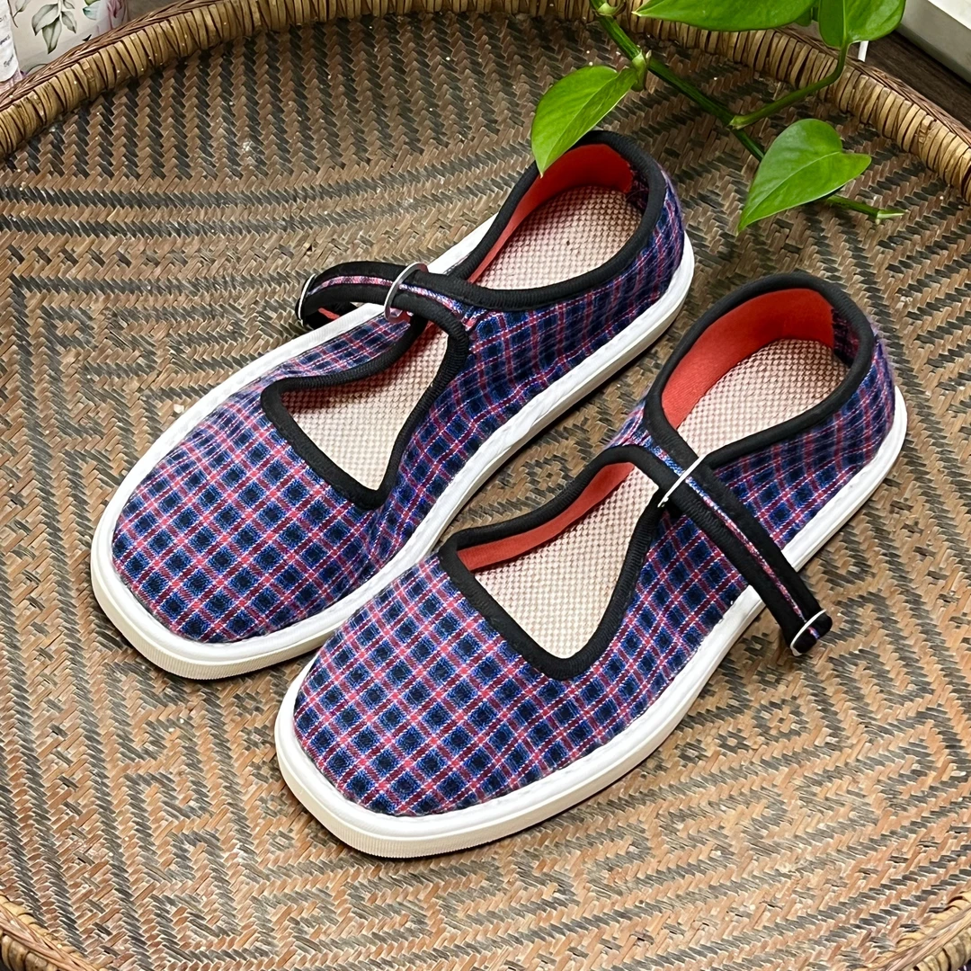 特价款 何航棉麻布鞋（紫格）