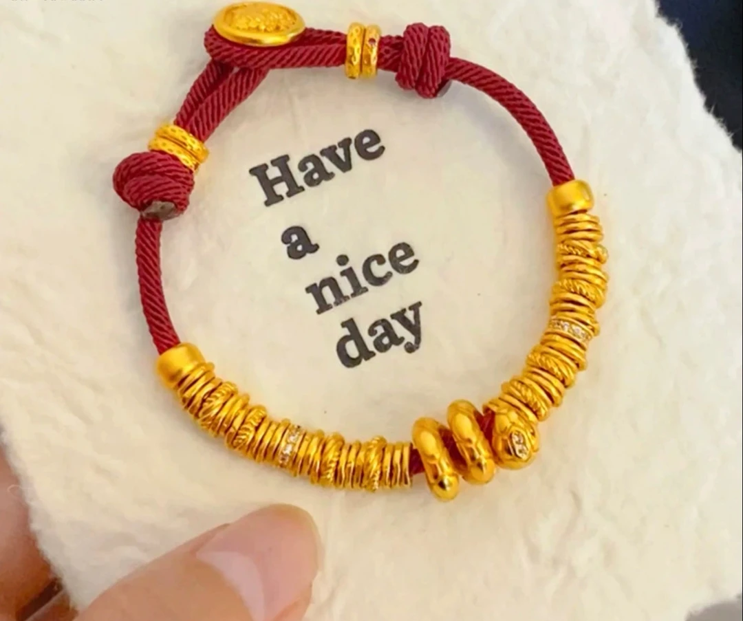 铜合金手链 国潮点钻黄财神卷卷蛇盘缠手链生肖蛇新年国风手绳女