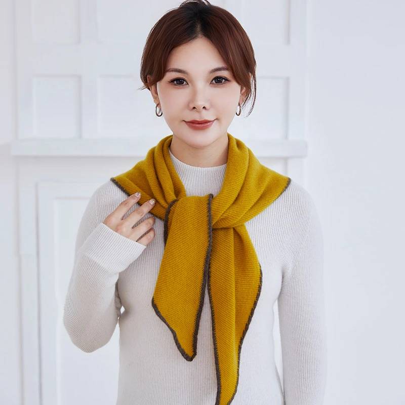 100%纯山羊绒围巾女冬季韩版保暖防寒领巾针织毛线护颈围脖