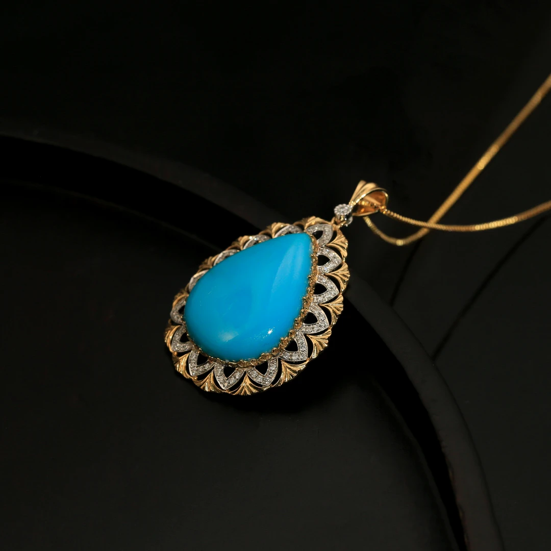 【河南卫视专属】安曼博18k金睡美人绿松石大水滴吊坠 XZ0380BZ