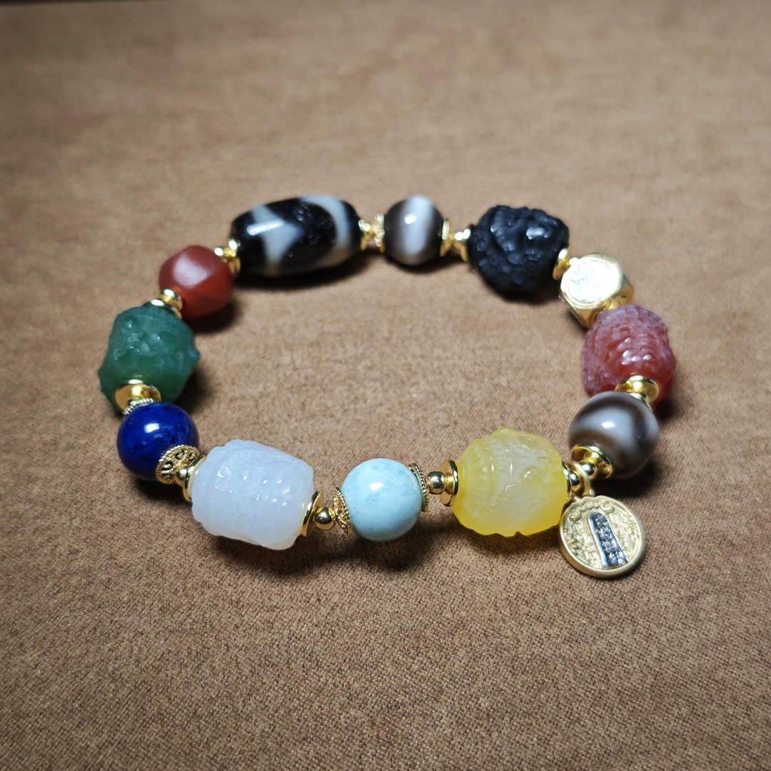 非金属玻璃手链 【画子甄选】虎牙珠珠 大黑天多宝手串