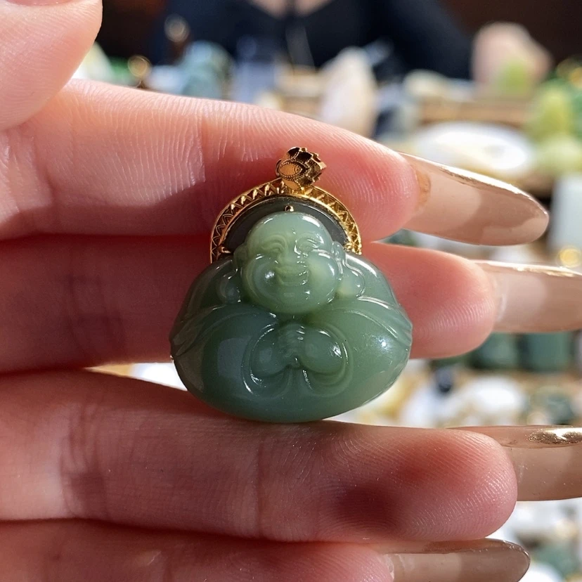 【闪购商品】和田玉吊坠18K金镶嵌