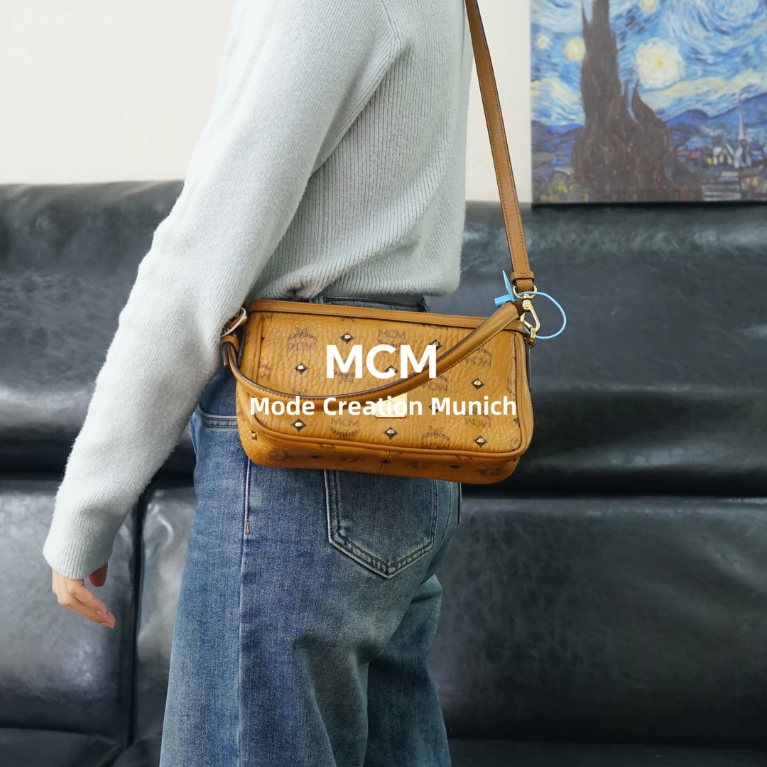 95新 MCM 干邑色斜挎包/WJ03502019/2019