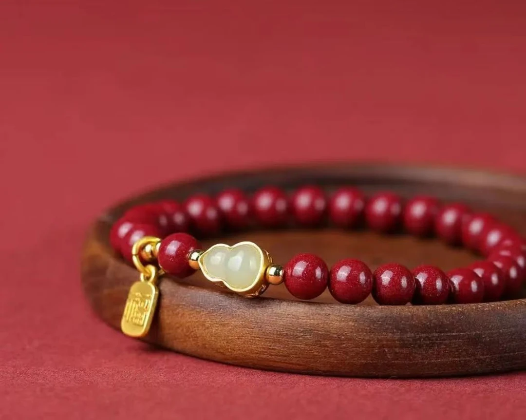 含辰砂工艺品含辰砂工艺品正品朱砂葫芦福牌手串手链