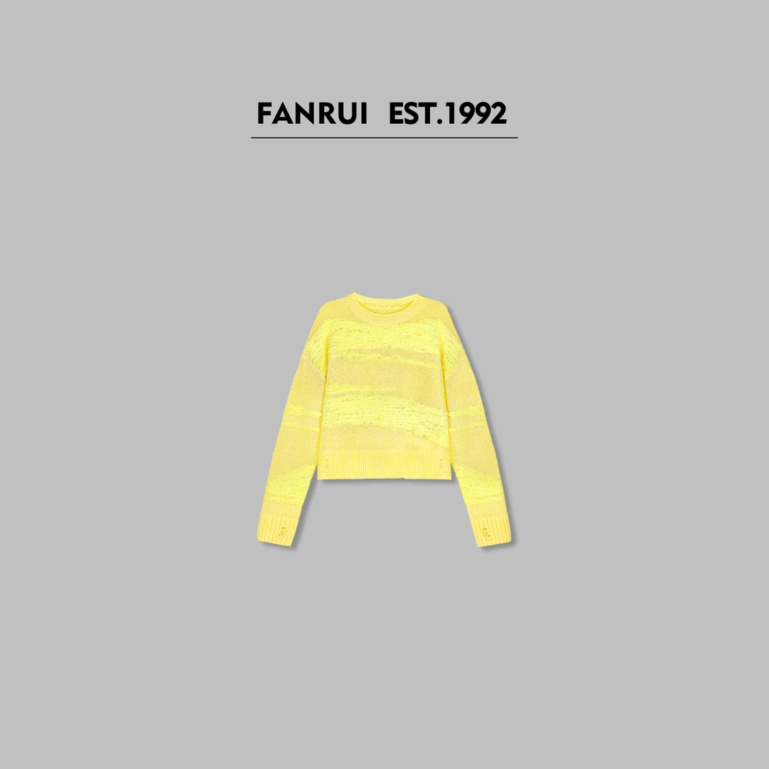 FANRUI/泛芮「绵绵春日 」套头圆领软糯休闲慵懒针织上衣XM14675