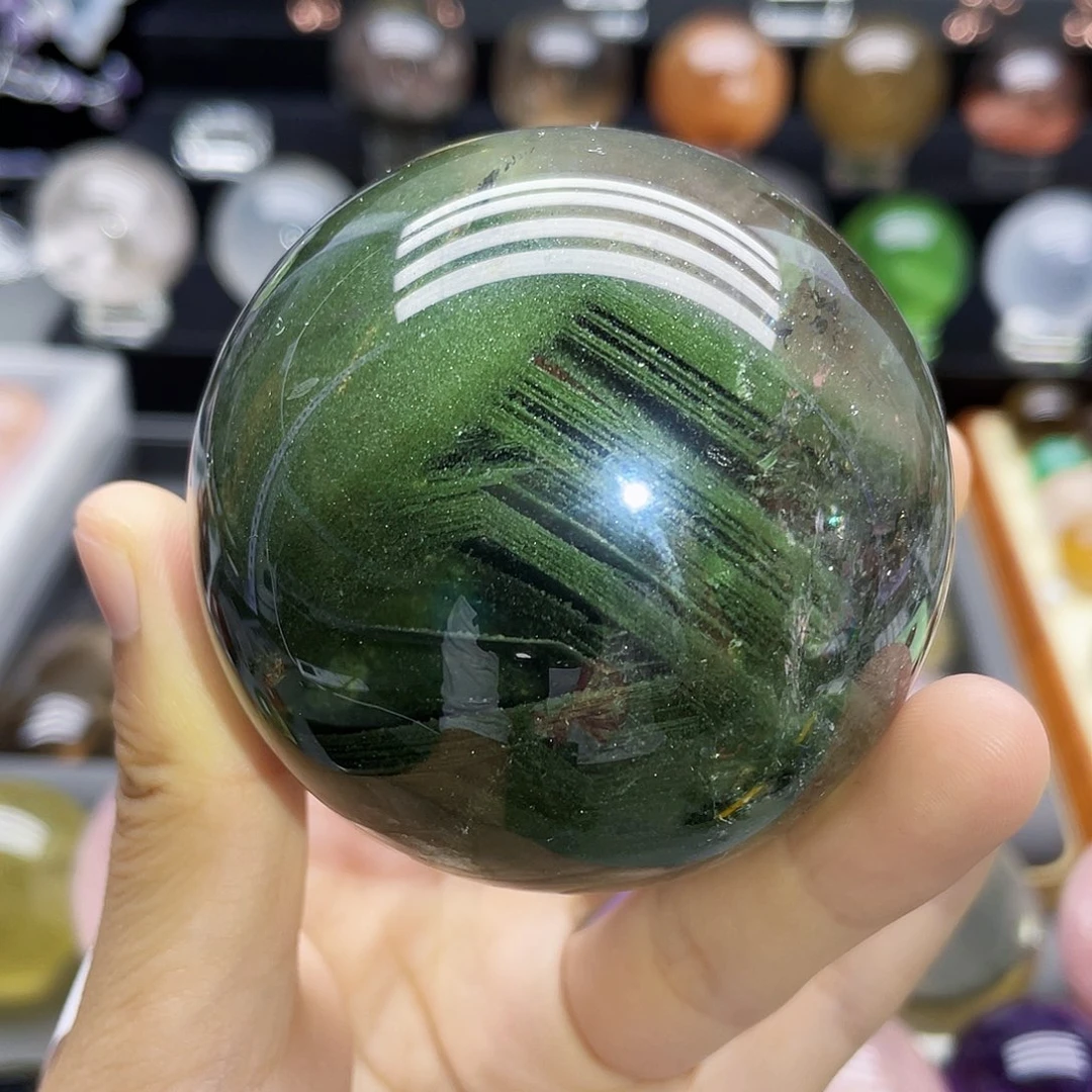 未镶嵌珠宝半成品水晶天然绿幽灵65.6mm