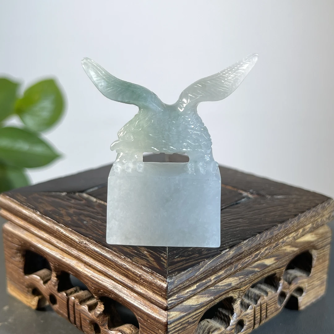 JCB12-62  天然缅甸A货翡翠  大展宏图印章