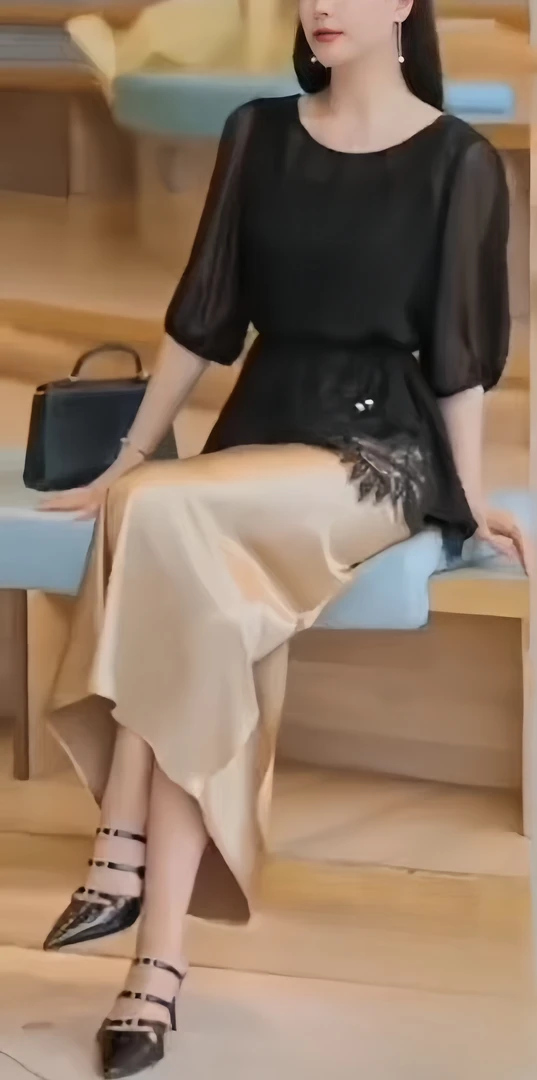 套装显瘦气质轻奢时尚夏季设计师半裙短袖套装优雅修身百搭中长款