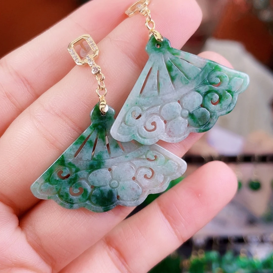 翡翠银S925镶嵌耳饰