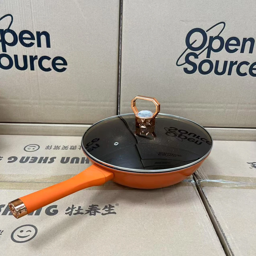 新款家用带盖炒锅不粘锅