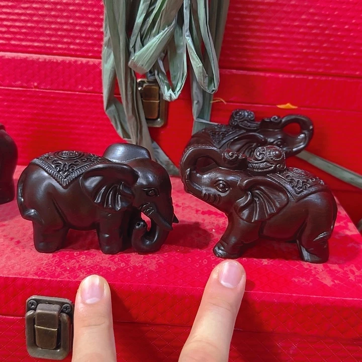 木黑檀木10如意上下象一对