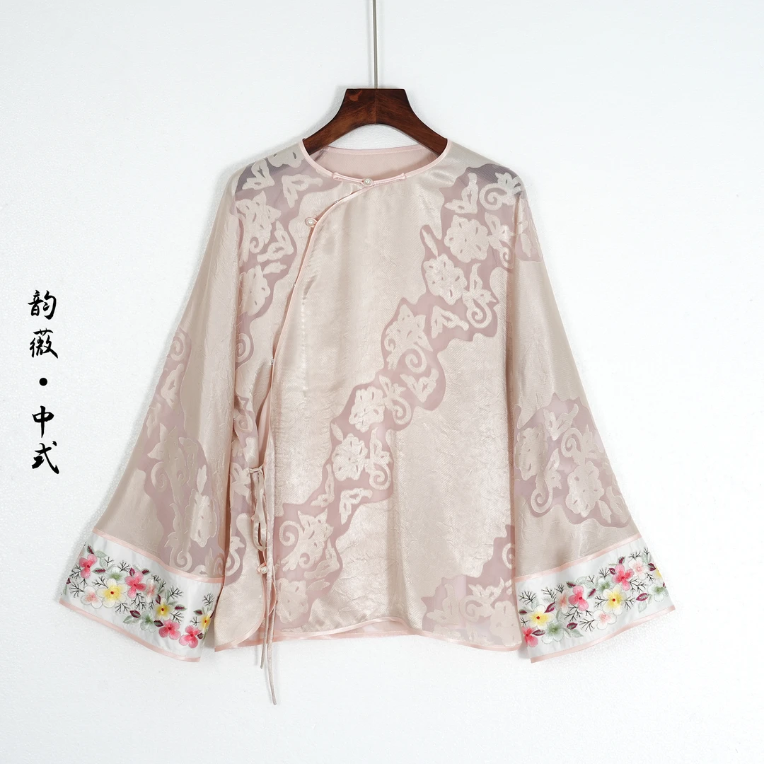 女士上衣国风中式斜襟时尚百搭春季打底衬衣N250226553