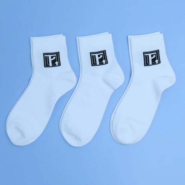 3双男袜题琵艾曲品牌白袜男中筒棉白袜子百搭男士白袜