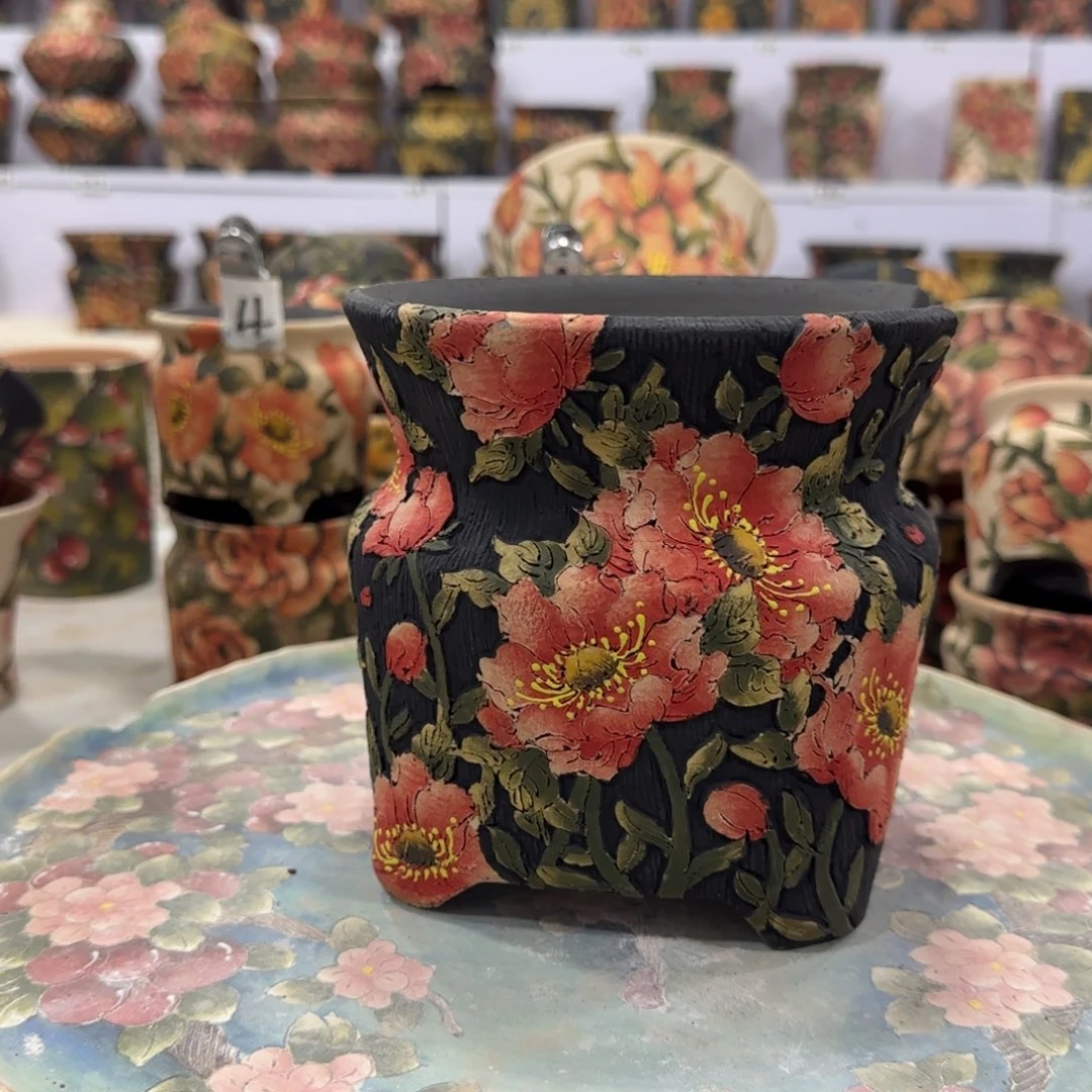 五*子精品多肉手绘花盆