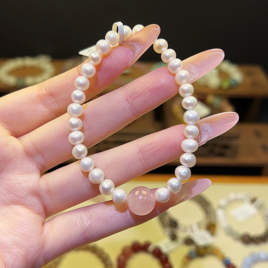 手串银S925镀金镶嵌水晶珍珠80241