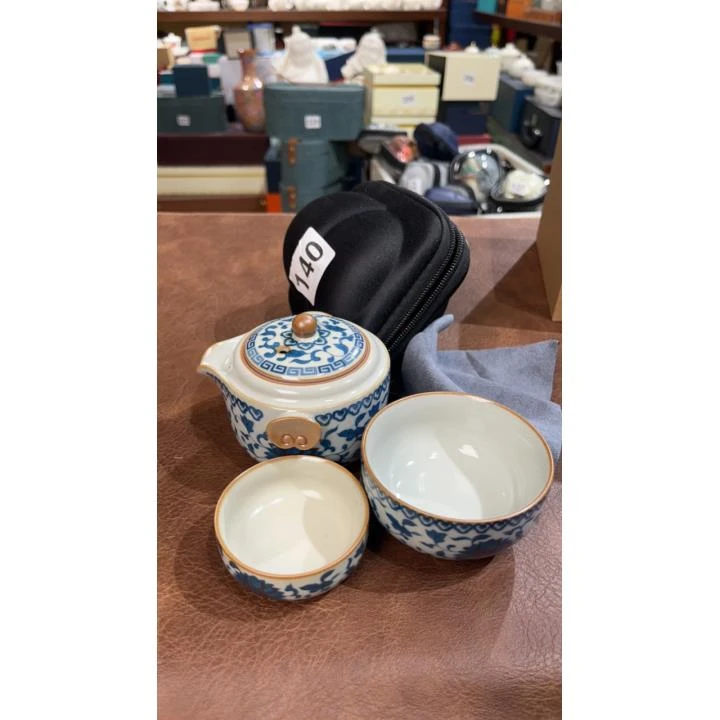 140青花景德镇一壶二杯旅行茶具