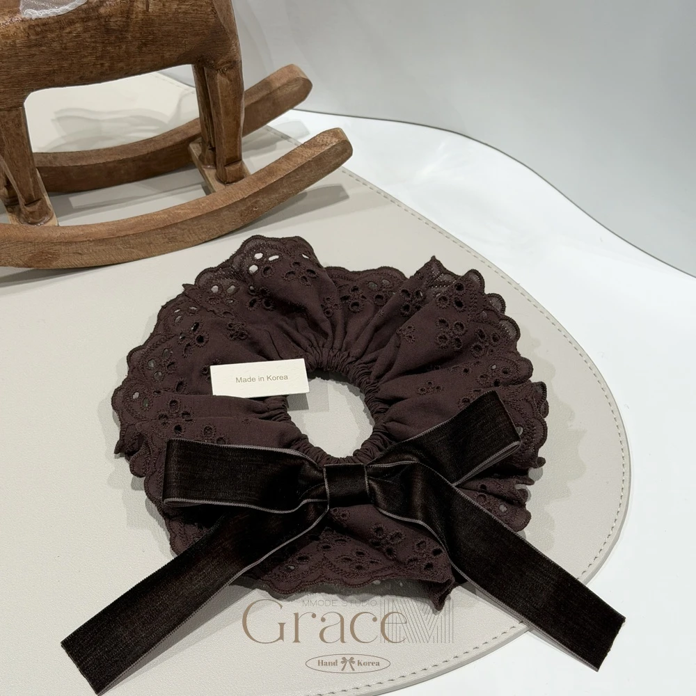 「蕾丝绒飘带」韩国25秋冬百搭发绳发圈肠圈丸子头