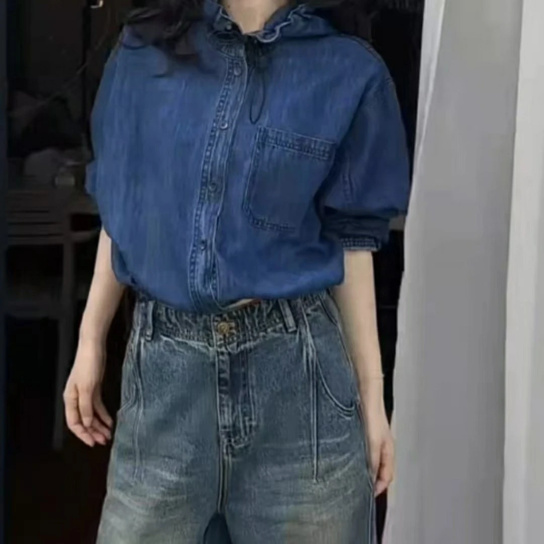 新款气质简约直筒阔腿时尚百搭设计感上衣女装