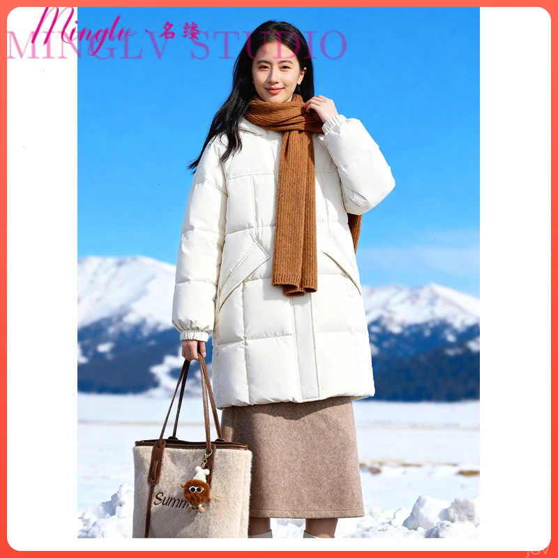 名缕轻奢品牌连帽棉服女款2026冬新款女士保暖舒适御寒中长款棉服