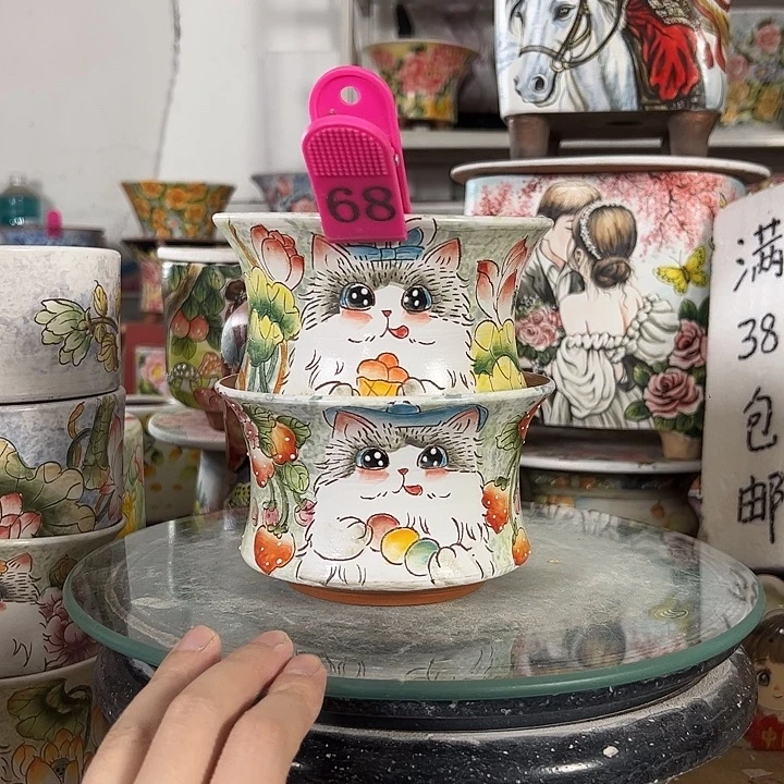 景德镇手绘花盆满38包邮