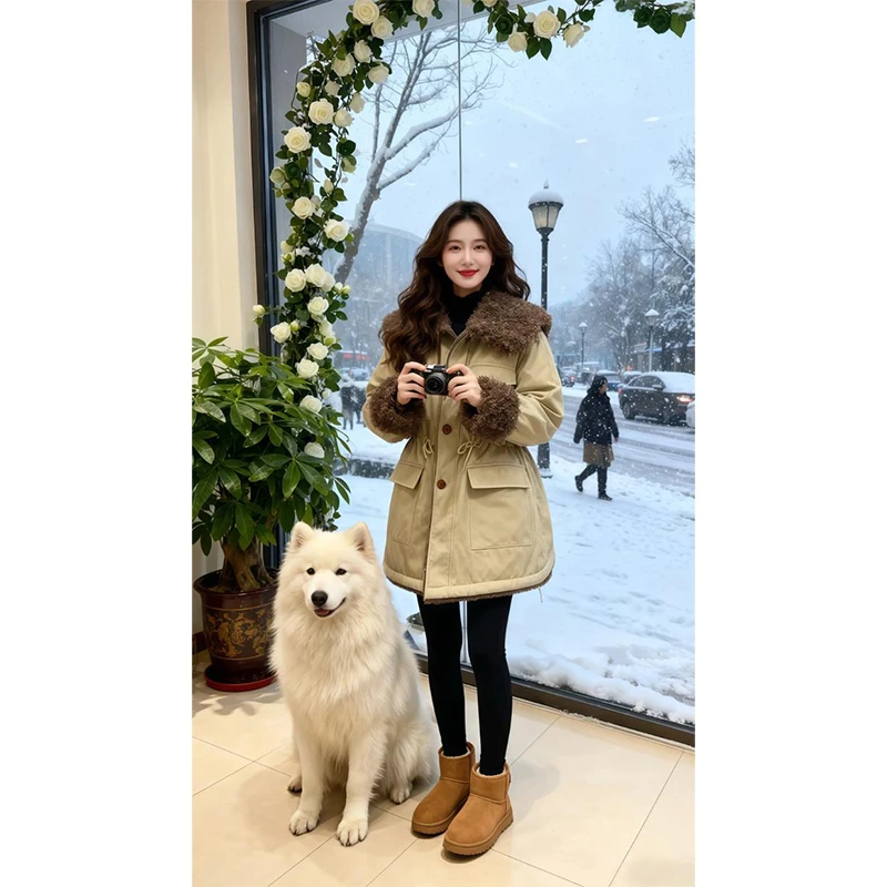 时尚时髦风格毛领棉服上衣女2025冬季显瘦设计感百搭新款气质衣服