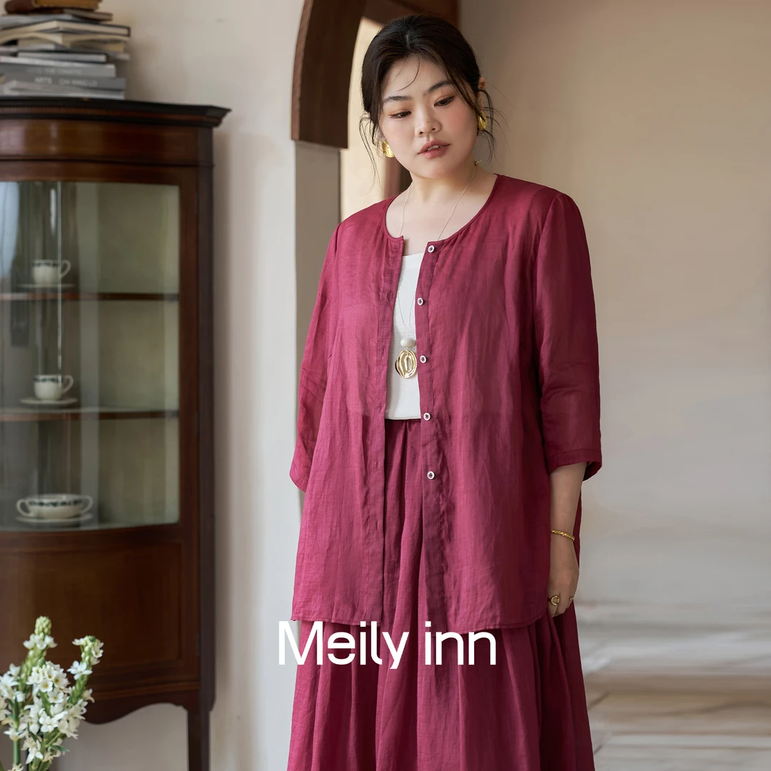 美丽客栈原创高端大码女装胖mm200斤衬衫苎麻上衣开衫新中式国风