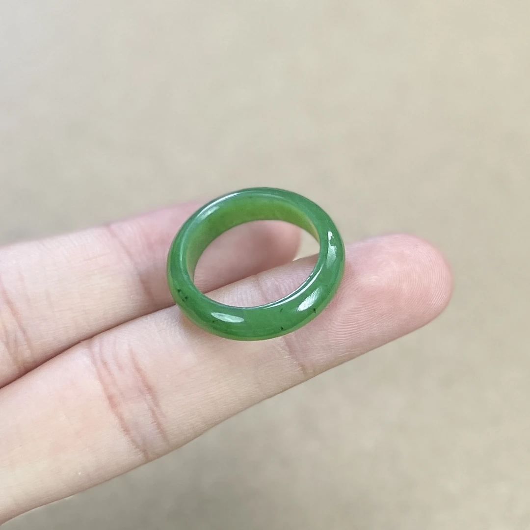 和田玉碧玉戒圈乌兰海苹果绿 多样性发一个 圈号15-18-A09