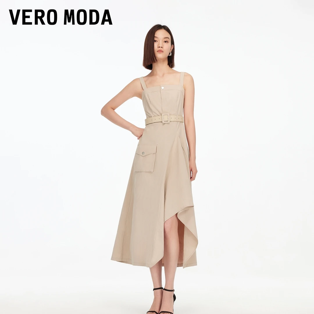 Vero Moda连衣裙2025夏季新款街头风工装不规则吊带长裙325261033
