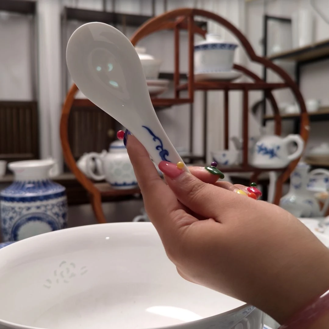 陶瓷青花通用小勺十只装