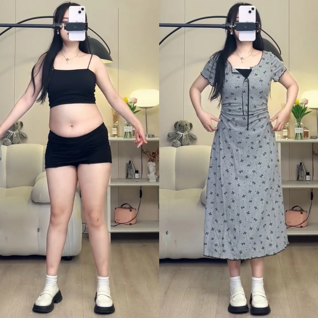 假两件蝴蝶结印花短袖连衣裙女夏季气质蕾丝花边收腰显瘦A字长裙