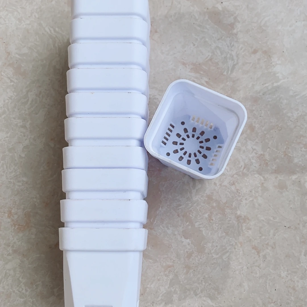 塑料加厚矮胖5方白色盆50个无托